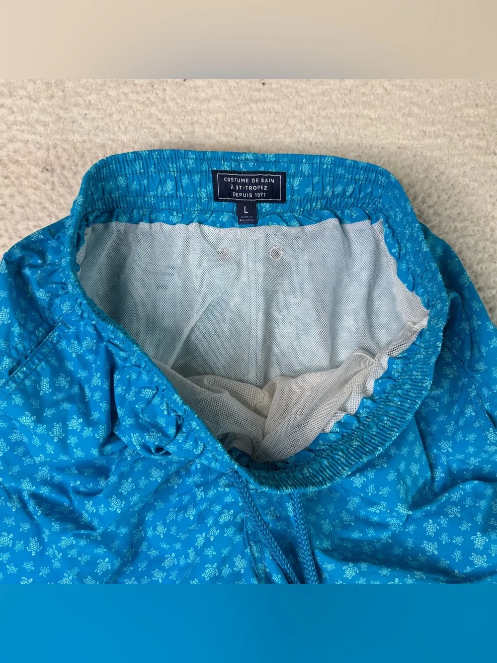 Vilebrequin Mini Turtles Moorea Swim Trunks Shorts Blue Hawaii Men's Size Large